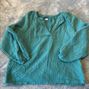 Old Navy teal seersucker top